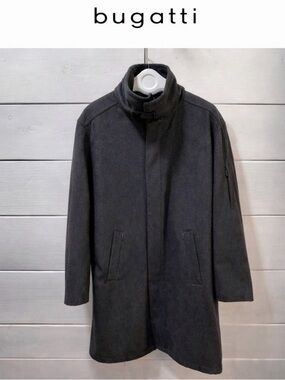 BUGATTI Charcoal Wool & Cashmere Coat - Size 44R